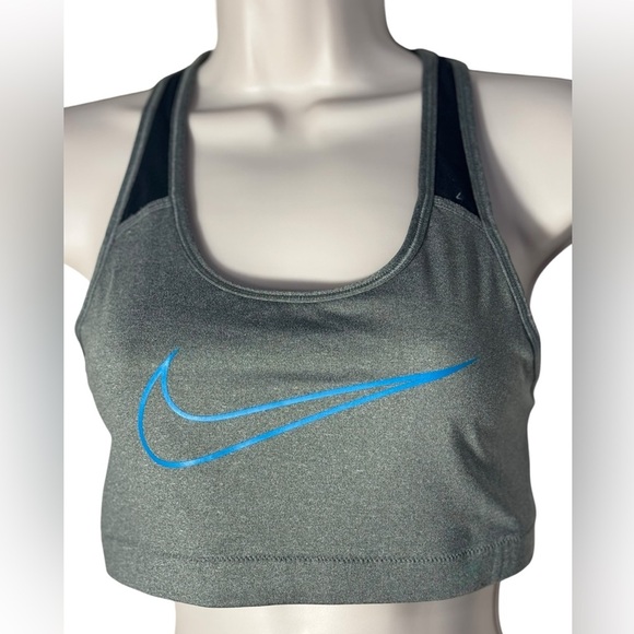 Nike Dri-Fit Grey Gray Baby Blue Women’s Racerback Sports Bra - Size Medium - Picture 1 of 9